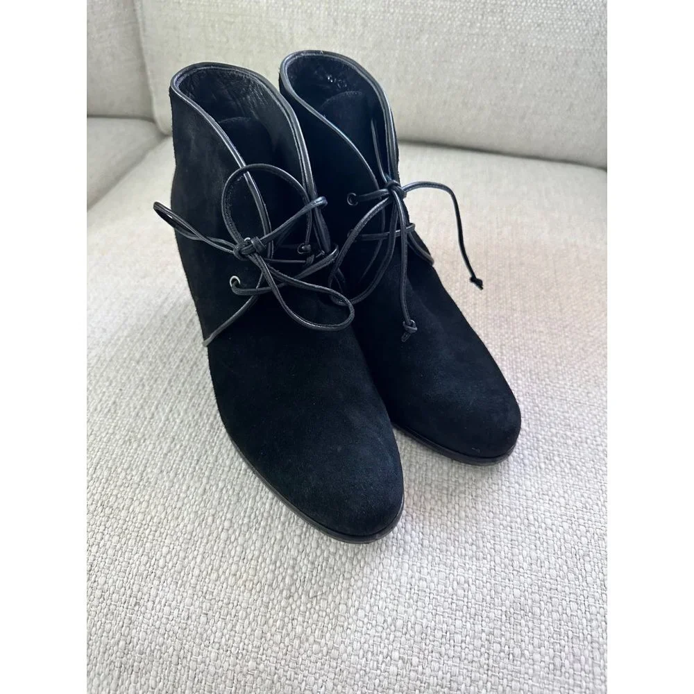 Stuart Weitzman Women's Black Suede‎ Ankle Booties Side 7.1/2 M